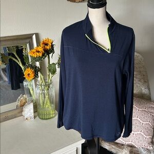 Tasc Performance moso tech navy neon quarter zip pullover long sleeve top XL​
